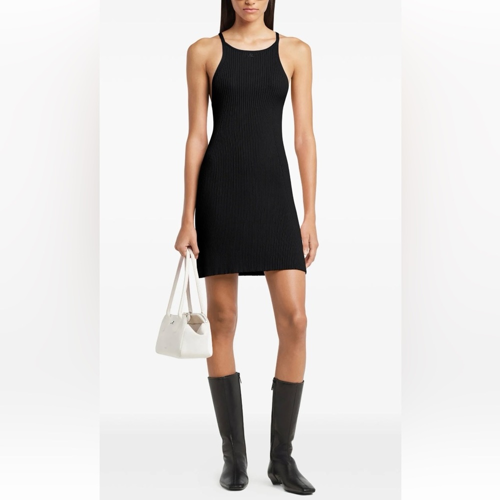 Courreges cream color ribbed Mini Dress